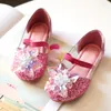 Athletic Shoes Girls Princess Children Crystal Sequin Leather Dance Party Wedding For Kids Flats Silver Blue Gold Pink