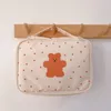 Bolsa de cosméticos Bolsa de mão japonesa e coreana Cartoon urso estampar bolsa de lona Necessidades diárias armazenamento de grande capacidade