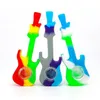 Latest Mini Guitar Style Cool Colorful Silicone Pipes Dry Herb Tobacco Thick Glass Metal Filter Bowl Portable Handpipes Cigarette Holder Hand Smoking Tube
