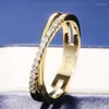 Anéis de casamento ysdljg moda clássica simples x forma cross women ring luxury cz stone mix cor metal de alta qualidade engajamento