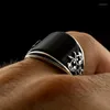 Anneaux de mariage élégant luxe mode bague pour hommes femme anniversaire fiançailles fête bijoux cadeau argent plaqué noir géométrie