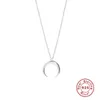 Pendentif Colliers 925 Sterling Silver Chain Choker Pour Femmes Minimaliste Lune Pendentifs Mignon Romantique Bijoux