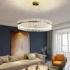 Lampadari FSS Lampadario rotondo in oro di lusso per soggiorno Sala da pranzo Lampada da camera a LED in vetro trasparente Paralume ad anello semplice