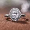 Anéis de casamento ysdljg moda feminina bandas luxuosas brancas cúbicas zirconia anel proposta de engajamento de jóias atemporais de jóias