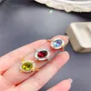 Küme halkaları nişan yüzüğü Kadınlar için tasarlanmış gümüş 925 Doğal Topaz Garnet Peridot Takı Orijinal Butik