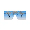 Sunglasses MYALICE Rectangle Point Drill One-piece Rimless Women Gradient Fashion Wear Stage Performance Gafas De Sol UV400
