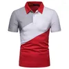 Polos pour hommes mode hommes été décontracté Collage couleur manches courtes col rabattu contraste ample taille européenne Polo