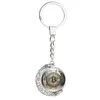 Porte-clés Design porte-clés 360 degrés rotatif lune Double face porte-clés sac voiture clé pendentif crypto-monnaie thème bijoux