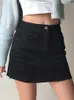 Spódnice solidne kieszonkowe mini dżinsowe spódnica żeńska letnia moda w talii krótka prosta Faldas Bottom Women Vintage Casual 2023