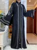 Vêtements ethniques 2023 Printemps africain Design Bazin Mousseline de soie Long Stick Diamonds Manches Dashiki Robe Lady Musulman Moyen-Orient Abaya Femmes Vêtement