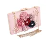 Abendtaschen Damentasche 3D-Blumenperlen Damen Clutch Geldbörse 2 Kettenriemen Party Hochzeit Handtasche SchultertrageketteAbend