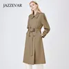 23SS New CLASSIC Womens Trench Coats mode Angleterre moyen long trenchs manteau conception trench double boutonnage / tissu en coton Kaki Marque JAZZEAR Top Taille S-L