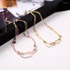 Ankjes Yun Ruo Fashion Double Layer Star Anklet Box Chain Woman Gift Rose Gold Color Titanium stalen sieraden Never Fade Drop