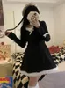 Abiti casual Kawaii Faux Collar Dress Donna Natale Estetico Fiocco Patchwork Sexy Party Mini Streetwear Carino A-line Clubwear