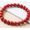 Unisex Natural Stone Red Color Strands Pärlade charmarmband för Wome Men Lover Birthday Handgjorda elastiska smycken