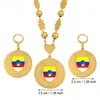 Collana Orecchini Set Anniyo Pingela Yap Island Flag Ciondolo Perline a sfera Collane a catena Grandi per donne Ragazze Etniche S