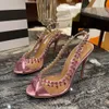 Sandales à talons hauts strass chaussures de banquet femmes de luxe transparent robe à bout ouvert chaussures de créateur usine classique 10CM chaussures à talons aiguilles 35-42 avec boîte