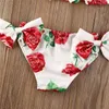 Een stukken 0-24 maanden geboren meisjes zwempakken 3 stcs set 2023 zomer babymeisje bikini roodblauw bloemenprint zwempak zwempak