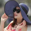 Wide Brim Hats Fashion Women Big Straw Hat Sun Floppy Bowknot Folding Beach Cap Summer 2023 #A