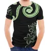 Heren t shirts groene tattoo ontwerp print polynesische stam Hawaii zomer sport slank fit shirt luxe mannen korte mouw t-shirt