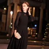 パーティードレスwei yin black elegant a lines long invening dress2023ハイネックスリーブガウンボディスヴェスティドロンゴスwy1242party