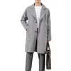 Trenchs pour hommes Manteau long pour hommes Manteau d'hiver en laine à simple boutonnage Style ample et simple