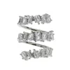 Cluster-Ringe, modisch, für Damen, Charm, offen, verstellbar, Multi-Wrap, Baguette, funkelnd, glitzernd, klarer Cz, gepflastert, Finger-Verlobungsschmuck, Cluster