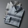 Men's Casual Shirts Autumn And Winter Shirt Stitching Striped Long-sleeved Personality Tooling