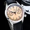 Luxury 5172 Mens Watch ETA7750 Automatic Chronograph Stainless Steel Rose gilt Opaline Dial Watches Sapphire Crystal Water Resistance Calf Skin Leather Strap