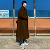 Men's Wool & Blends SYUHGFA Tweed Overcoat Autumn Winter Long Coat Loose Knee-length 2023 Korean British Thickened Belted Woolen Jacket Viol