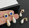 Designer de moda Long Pearl Dangle Brincos do lustre de garanh￣o Mulheres Diamante Coroa Earrings Drop Sobrings com caixa