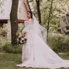Wedding Floral 2023 Wspaniałe sukienki suknia ślubna Tiulle z ramion Ruche pliste Sieknięcie długie rękawy na plażę