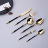 Geschirr-Sets 6 Teile/satz Edelstahl Gold Set Besteck Spiegel Polnisch Besteck Abendessen Messer Gabel Löffel Geschirr