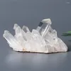 Figurines décoratives Grappe de cristaux de quartz cristallin blanc naturel Spécimen minéral Traitement de forme irrégulière Reiki Point d'origine Accueil D