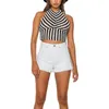 Women's Tanks Women Halter Crop Tops Sexy Sleeveless Backless Crochet Hollow Out Striped Camisole