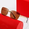 Neue Designer-C-Ornament-Metallrandlose quadratische Sonnenbrille für Herren und Damen