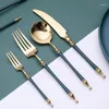 Dinnerware Sets 6PCS/Set Stainless Steel Gold Set Cutlery Mirror Polish Silverware Dinner Knife Fork Spoon Tableware