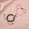 Charm Bracelets 2Pcs/Set Heart Shape Magnet Bracelet For Couples Lovers Natural Stone Beads Yoga Friendship Valentine Jewelry Pulsera