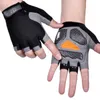 Gants de cyclisme 2 PCS / Set Workout Half Finger Respiable Gym Exercice pour les femmes et les hommes à pêche anti-glissement