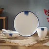 Kaseler Çin seramik pirinç kase yemek tabak çay bardağı seti mürekkep boyama yemekleri ev çorbası konteyner el sanatları dekor