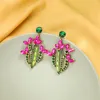 Dangle Earrings Balanbiuデリケートマルチカラークリスタルサボテルブロッサム女性ドロップゴールドカラー合金ファッションジュエリーアクセサリー