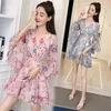 Casual Dresses Spring Vintage Fairy Mori Girl Slim Floral Chiffon Dress Fashion Teens Girls Temperament Student Dress Casual