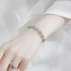 Charm Armband Fashion Silver Color Green Oval Bead Armband Elegant Women Christmas Party Jewelry SL247