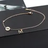 Anklets Beautiful Charm Zircon And M Letters Hollow Rose Gold Color Anklet Top Quality Titanium Steel Jewels For Women