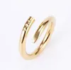 18k Gold Nail Ring Stones Couple Lovers Ring Diamond Ring Titanium Steel Rings