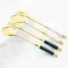 Dijkartikelen sets 24/30 stks groen goud set roestvrij staal servies mes theelepel vork vork bestek imitatie keramiek keuken flatware