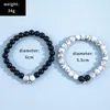 Strand Beaded Strands 2Pcs Stone Matte Beads Bracelet Fashion Retro Black White Frosted Magnetic Attraction Elastic Couple Rodn22