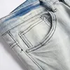 Herren Jeans Männer Schädel Patches Stretch Denim Streetwear Hellblau Zerrissene Baumwolle Hosen Plus Große Größe Slim Fit Knöpfe Hosen