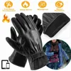 Guanti da ciclismo Nero Spessa Pelle PU Antivento Impermeabile Touch Screen Bicicletta Inverno Moto Guida Freddo Caldo