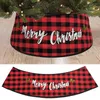 Decorações de Natal de 30 polegadas Saia Merry Tree Salia Red e Base Plaid Base em torno da decoração